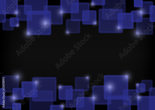 abstract futuristic geometric technology background with blue square and small flare light - vector illustration