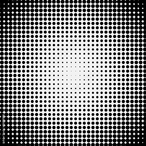 reversed halftone effect black and white dotted circle abstract texture pattern background - vector illustration