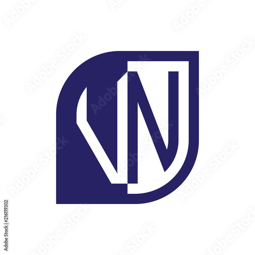VN initial letter emblem logo negative space