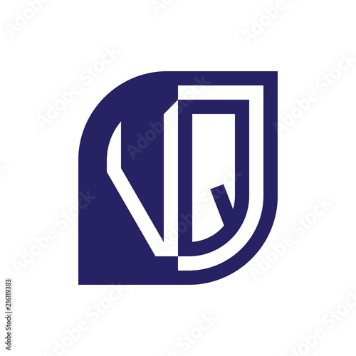 VQ initial letter emblem logo negative space