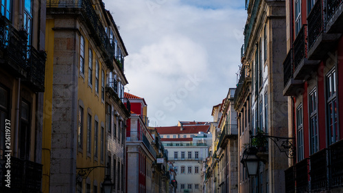 Buildings in street in Lisbon