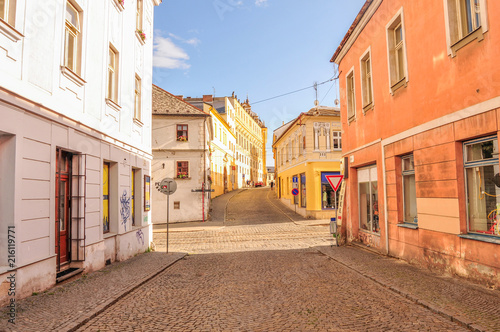 Beautiful view to the street  old houses  Poland