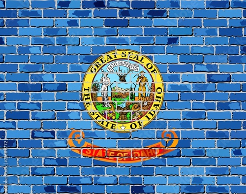 Flag of Idaho on a brick wall - Illustration, 
The flag of the state of Idaho on brick background, 
Idaho flag in brick style