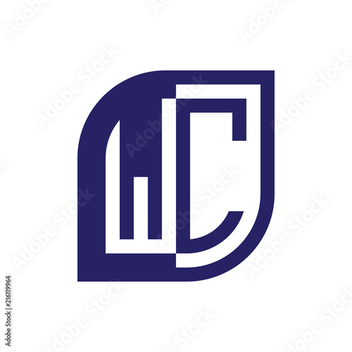 WC initial letter emblem logo negative space
