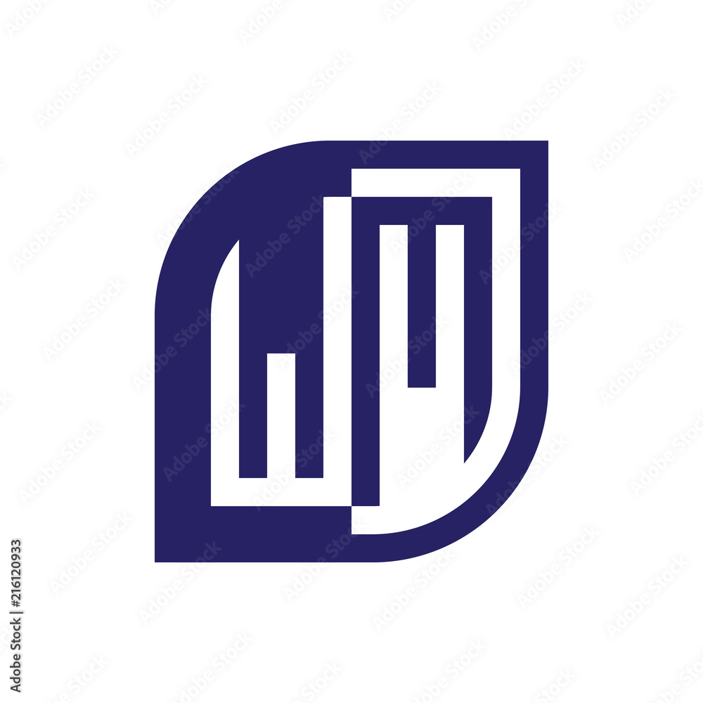 WM initial letter emblem logo negative space