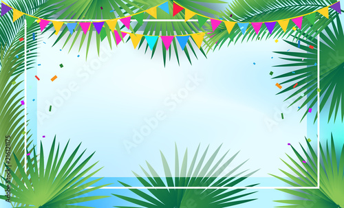 Sukkot Greeting card. Sukkah, palm leaves frame. Israel Jewish Holiday Rosh hashanah, sukkot vector greenery, foliage wallpaper