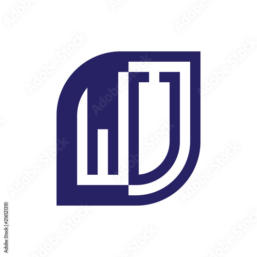 WU initial letter emblem logo negative space