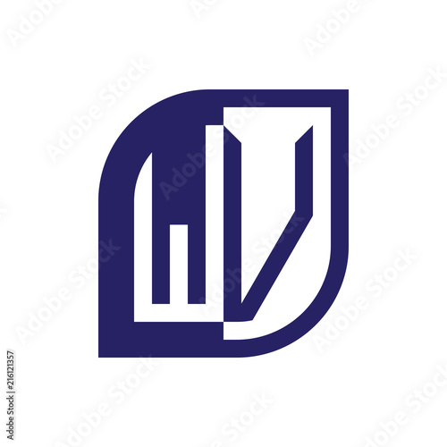 WV initial letter emblem logo negative space