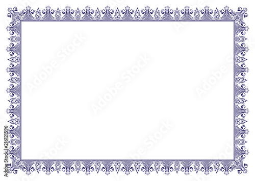 Blue Floral border for certificates with Crown
