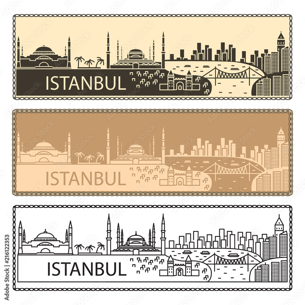 Naklejka premium Istanbul skyline. Vector.