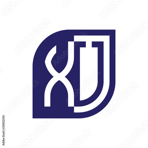 XU initial letter emblem logo negative space
