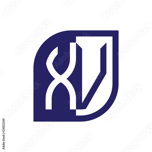 XV initial letter emblem logo negative space