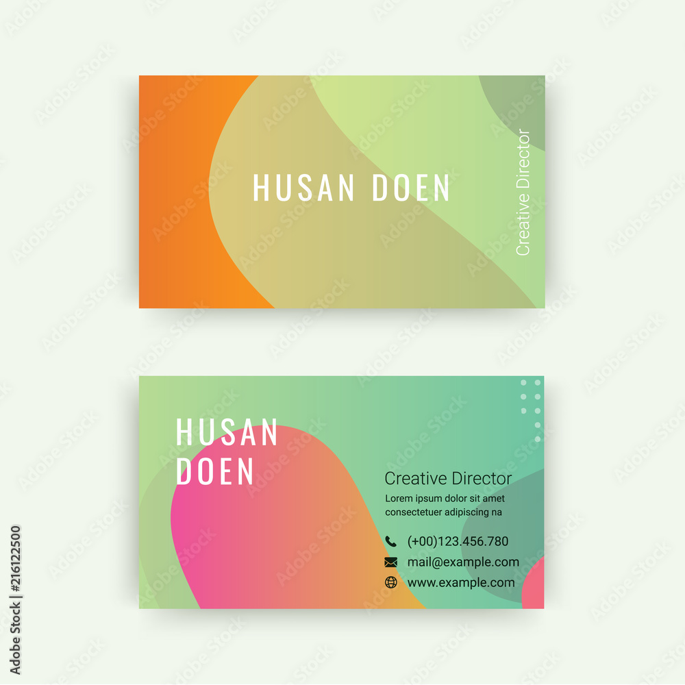 Modern business card with geometric shape and memphis style texture vector illustrations