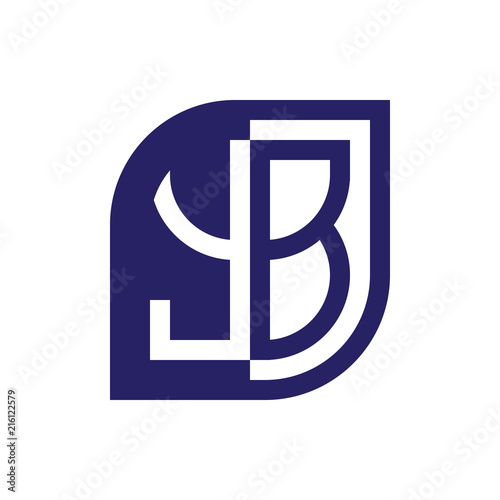 YB initial letter emblem logo negative space