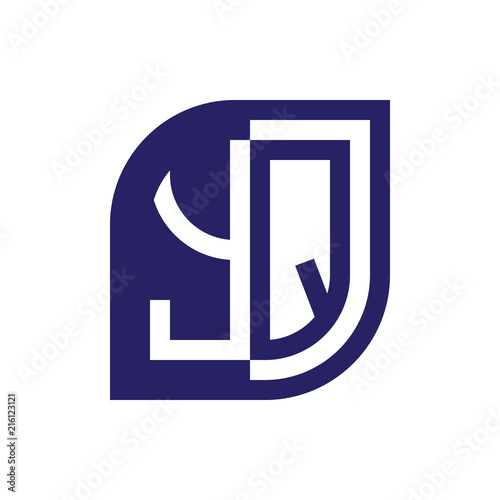 YQ initial letter emblem logo negative space