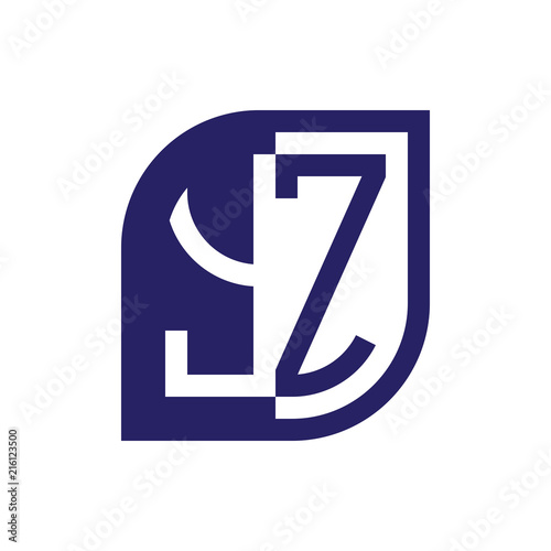 YZ initial letter emblem logo negative space