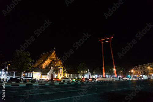 Photography Sao Chingcha at night, Attractions in Bangkok Thailand.