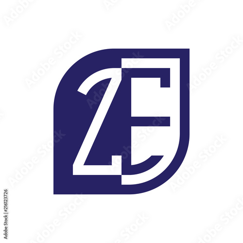 ZE initial letter emblem logo negative space
