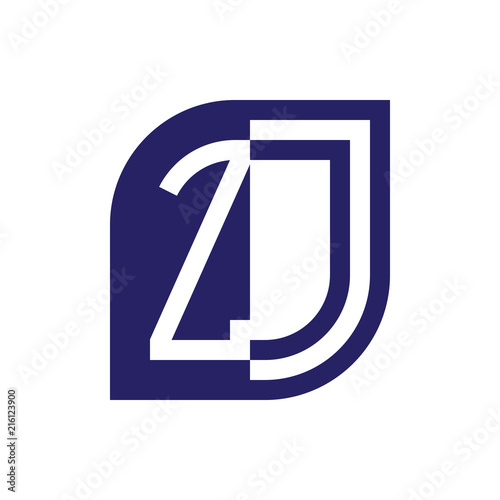 ZJ initial letter emblem logo negative space