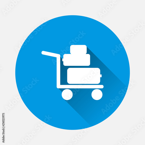 Trolley with suitcases vector icon. Symbol of the presence of a porter with a flat shadow. Layers grouped for easy editing illustration. For your design.