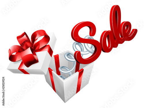 Sale Sign Jack in the Box Gift Concept