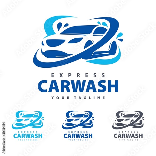 Express Car Was Logo Template, Automotive Spa Logo, Car Wash Logo Design Template