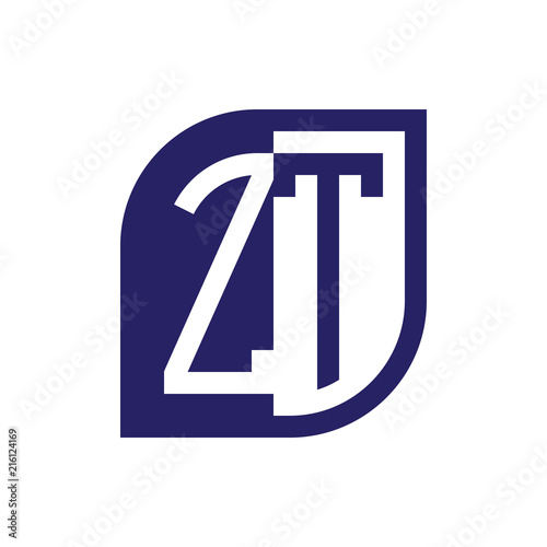 ZT initial letter emblem logo negative space
