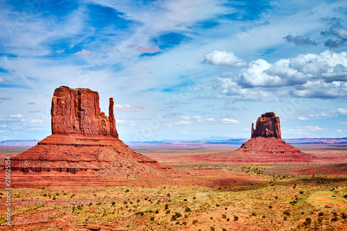 Iconic buttes in the Monument Valley, Arizona, USA.