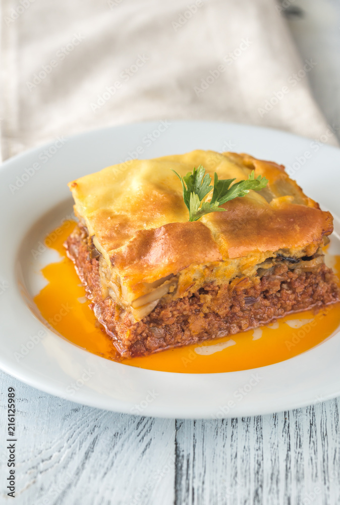 Portion of moussaka Portion of moussaka