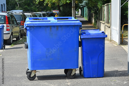 Garbage cans on the city street