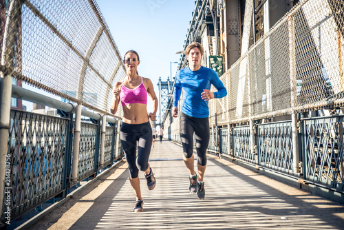 Runners training outdoors