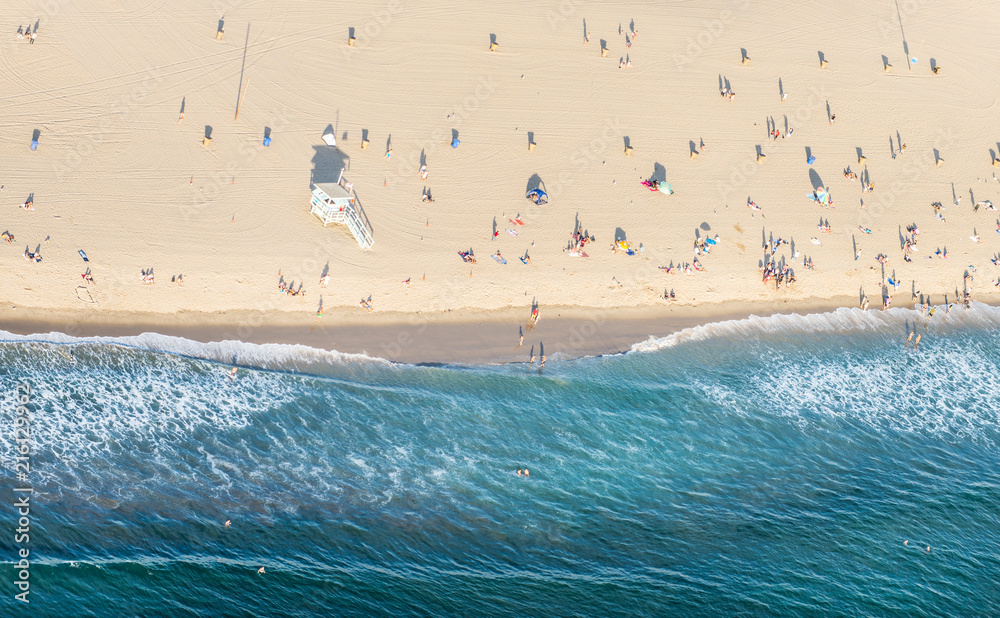 Fototapeta premium Plaża Santa Monica, widok z helikoptera