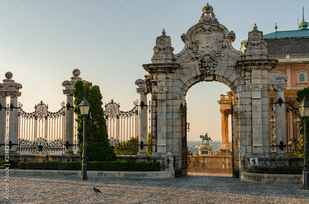 Buda castle surroundings in Budapest 2018 summer sunrise Buda castle surroundings in Budapest 2018 summer sunrise