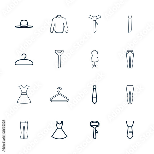 Collection of 16 dress outline icons