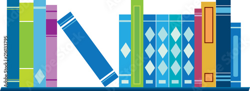 Books lined up on a shelf