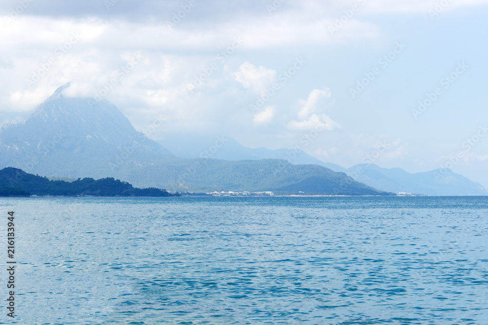 Picturesque mountain landscape with sea and cloud shot