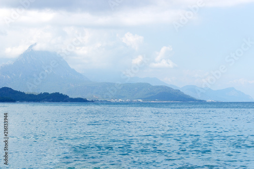 Picturesque mountain landscape with sea and cloud shot