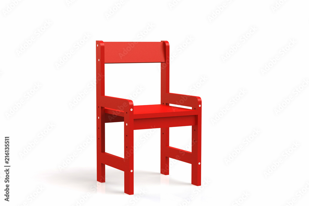 Little child wooden chair on a white background. 3D-model rendering chair. Little child wooden chair on a white background. 3D-model rendering chair.