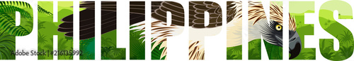 vector Philippines illustration with philippine Eagle and monkey