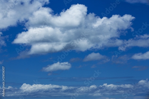 Blue sky background with White fluffy clouds texture, Abstract natural © eyepark