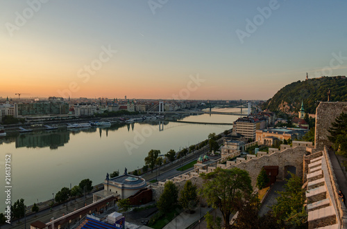 Budapest sunrise landscape view in 2018 summer Hungary © pellephoto