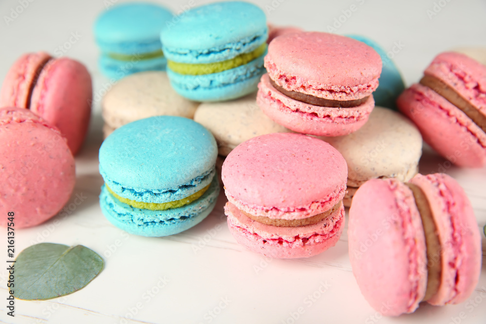Tasty macarons on light background Tasty macarons on light background