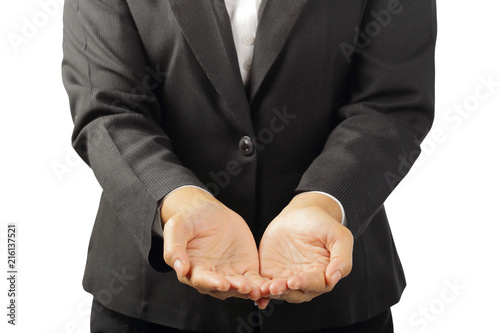 Hands to showing something isolated with clipping path