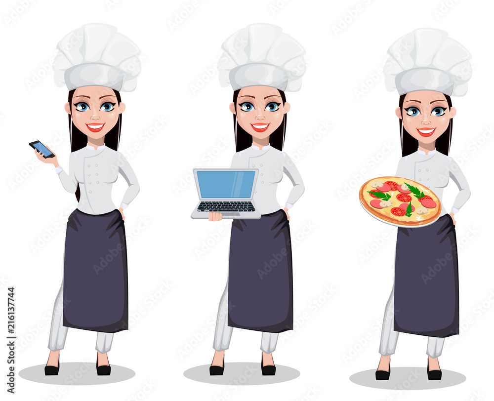 Beautiful baker woman in professional uniform Beautiful baker woman in professional uniform