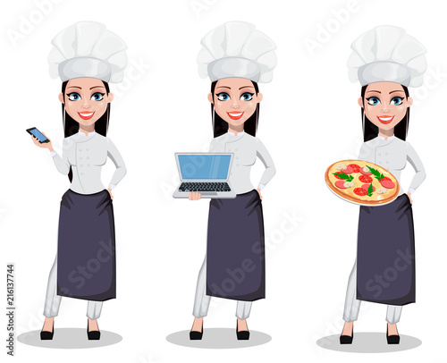 Beautiful baker woman in professional uniform