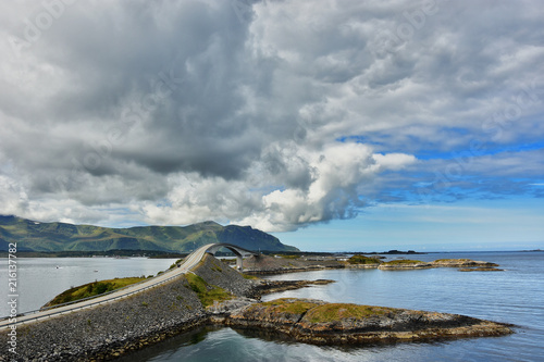 The Atlantic Ocean Road -  Atlanterhavsveien  8.3-kilometer  long section of County Road 64 runs through an archipelago in Eide and Averoy in More og Romsdal, Norway photo