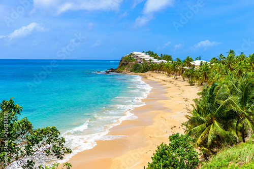 Paradise beach at Morris Bay, Tropical caribbean island Antigua photo