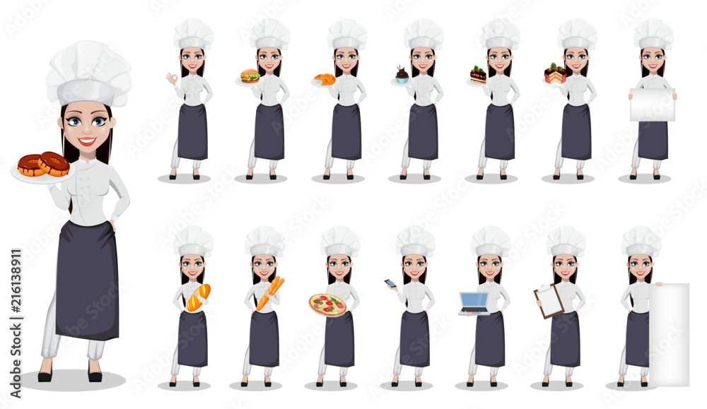 Beautiful baker woman in professional uniform Beautiful baker woman in professional uniform