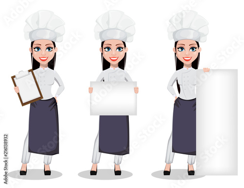 Beautiful baker woman in professional uniform
