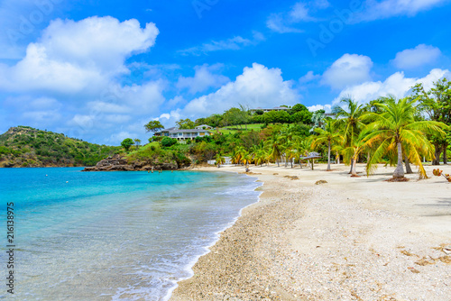 Fototapeta Naklejka Na Ścianę i Meble -  Galleon Beach on  Caribbean island Antigua, English Harbour, paradise bay at tropical island in the Caribbean Sea